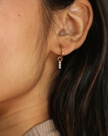 Yellow Gold Diamond Circles Hanging Earrings – FabOn5th.com