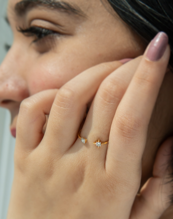 Yellow Gold Ring with Small Brilliant Cut Diamonds | KLENOTA