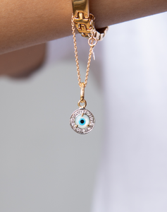 Evil Eye Charm Pendant - Round with Diamonds Small - STAC Fine Jewellery