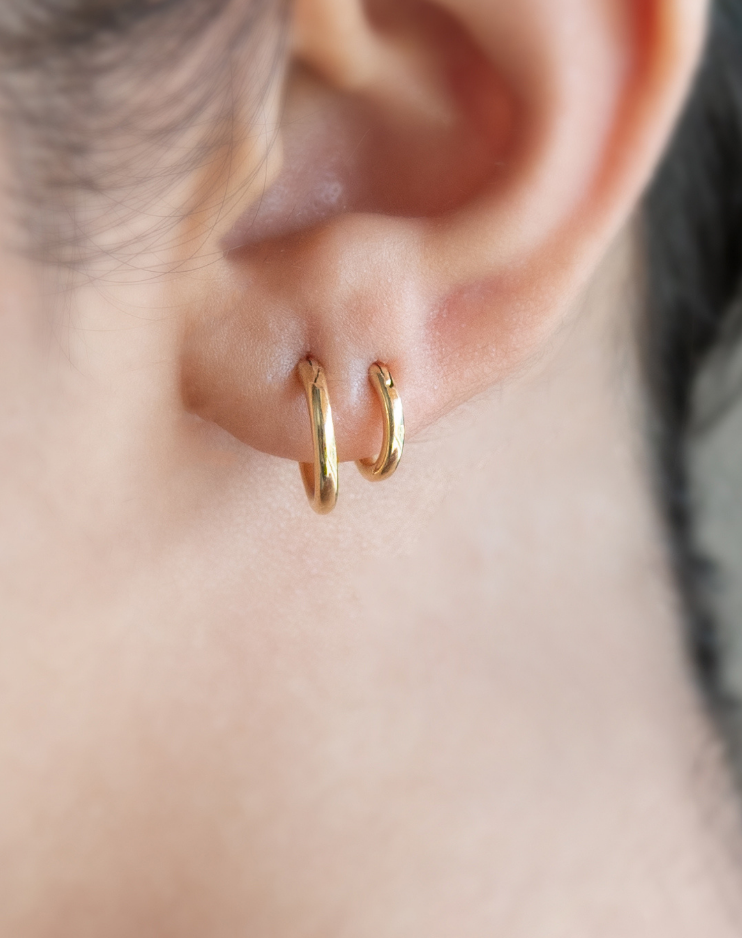 Minimalist  Dainty CZ Second Hole Huggie Hoop Earrings Two  Etsy  Ear  jewelry Stud earrings Ear piercings
